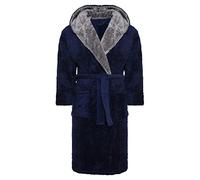 i-Smalls Robe de Chambre pour Homme en Polaire Super Douce à Capuche avec Ceinture, Tailles S à 6XL, bleu marine, L