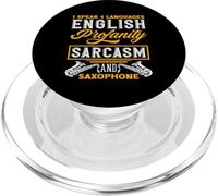 I Speak 4 Languages Sarcasme Saxophone Drôle Saxophoniste PopSockets PopGrip pour MagSafe