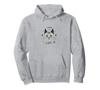 I Speak Cat Adorable félin Lover Sweat à Capuche, Unisexe pour Adultes, Gris Chiné, L