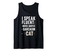 I Speak Fluent Movie Citations Sarcasm Cat Funny Cat Owner Débardeur