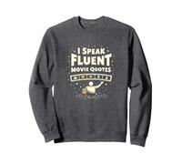 I Speak Fluent Movie Quotes Cinephile Film Lover Sweatshirt, Unisexe pour Adultes, Chiné Foncé, XXL