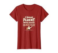 I Speak Fluent Movie Quotes Cinephile Film Lover T-Shirt, Femme, Canneberge, S