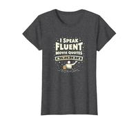 I Speak Fluent Movie Quotes Cinephile Film Lover T-Shirt, Femme, Chiné Foncé, S