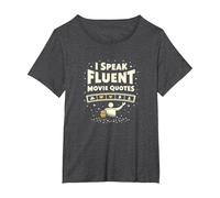 I Speak Fluent Movie Quotes Cinephile Film Lover T-Shirt, Femme Grandes Tailles, Chiné Foncé, 5X