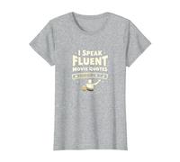 I Speak Fluent Movie Quotes Cinephile Film Lover T-Shirt, Femme, Gris Chiné, L