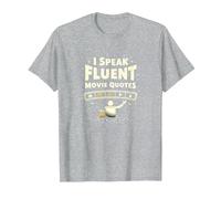 I Speak Fluent Movie Quotes Cinephile Film Lover T-Shirt, Homme, Gris Chiné, XXL