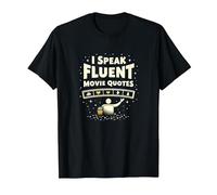 I Speak Fluent Movie Quotes Cinephile Film Lover T-Shirt, Homme, Noir, 3XL