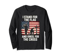 I Stand for The Flag and Kneel for The Cross Chrétien Manche Longue