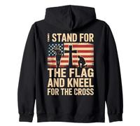 I Stand for The Flag and Kneel for The Cross Drapeau USA Foi Sweat à Capuche