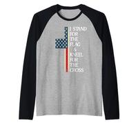 I Stand for The Flag and Kneel for The Cross USA Freedom God Manche Raglan