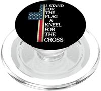 I Stand for The Flag and Kneel for The Cross USA Freedom God PopSockets PopGrip pour MagSafe