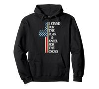 I Stand for The Flag and Kneel for The Cross USA Freedom God Sweat à Capuche