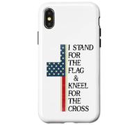 I Stand for The Flag Kneel for The Cross USA Freedom God US Coque pour iPhone X/XS