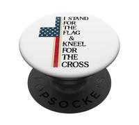 I Stand for The Flag Kneel for The Cross USA Freedom God US PopSockets PopGrip Adhésif