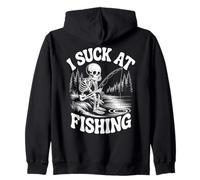 I Suck at Fishing Fisherman Joke Squelette Bass Fishing Sweat à Capuche