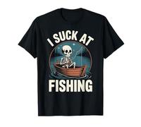 I Suck at Fishing Fisherman Joke Squelette Bass Fishing T-Shirt