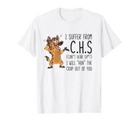 I Suffer from C.H.S Can't Hear SH-t Funny Hyena Sarcastic T-Shirt Graphique avec Valeur, Homme, Blanc, S