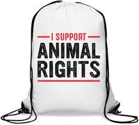 I Support Animal Rights Sac de gym décontracté avec cordon Blanc