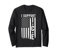 I Support Ice, Immigration Officers Drapeau Américain Manche Longue