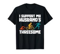 I Support My Husbands Triathlon Threesome T-Shirt