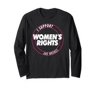 I Support Women's Rights and Wrongs Bold Text Graphic Manche Longue