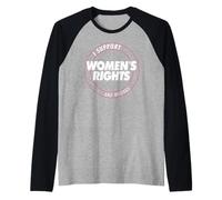 I Support Women's Rights and Wrongs Bold Text Graphic Manche Raglan