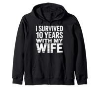 I Survived 10 Years with My Wife Mari d'anniversaire - Sweat à Capuche