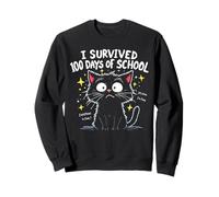 I Survived 100 Days of School Funny Cat Humour Student Sweatshirt