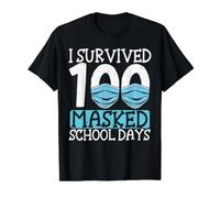 I Survived 100 Masked Days, Enseignant Étudiant T-Shirt Graphique avec Valeur