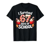 I Survived 67 Days of School Christmas Candy Cane Six Seven T-Shirt