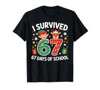 I Survived 67 Days of School Christmas Candy Cane Six Seven T-Shirt