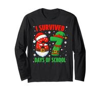 I Survived 67 Days of School Christmas Santa Elf Six Seven Manche Longue