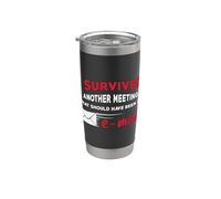 I Survived Another Meeting PDG Retro Hustle Entrepreneur Gobelet isotherme en acier inoxydable double paroi