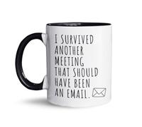« I Survived Another Meeting That Should Have Been an Email » - Cadeau d'humour de bureau - Tasse mignonne pour les collègues - Cadeau original pour les amateurs de café - Tasse en céramique de 325 ml