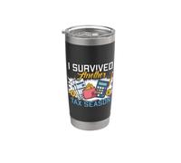 I Survived Another Tax Season Comptable Jour des impôts Gobelet isotherme en acier inoxydable double paroi