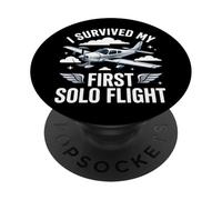 I Survived My First Solo Flight Aviation PopSockets PopGrip Adhésif