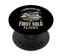 I Survived My First Solo Flight Aviation PopSockets PopGrip Adhésif
