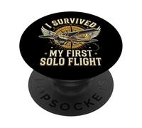 I Survived My First Solo Flight Aviation PopSockets PopGrip Adhésif