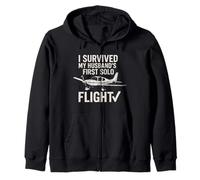 I Survived My Husbandd's First Solo Flight Aviation Sweat à Capuche