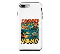 I Survived My Trip to Hawaii Vacation Shark Volcano Humor Coque pour iPhone 7 Plus/8 Plus