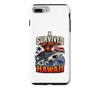 I Survived My Trip to Hawaii Vacation Shark Volcano Humor Coque pour iPhone 7 Plus/8 Plus