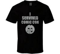 I Survived San Diego Comic Con Festival Cool Party Worn Look T Shirt Men's Male Black XL