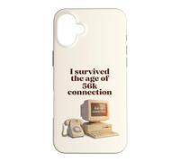 I Survived The Age of 56k Connection: Funny Dial-Up PC Humor Coque pour iPhone 16 Plus