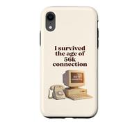 I Survived The Age of 56k Connection: Funny Dial-Up PC Humor Coque pour iPhone XR