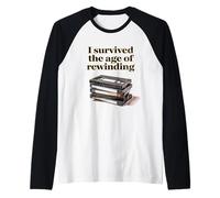 I Survived The Age of Rewinding: Funny Retro Cassette Humor Manche Raglan