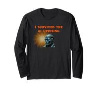 I Survived The AI Uprising! Cyberpunk Tech Humour Dystopian Manche Longue