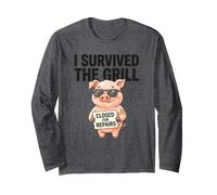 I Survived The Grill Closed Grilling Humour Pig Citation Humoristique Manche Longue