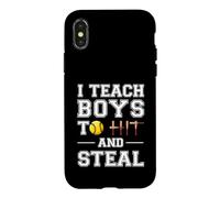 I Teach Boys to Hit and Steal | Cadeaux de Softball Coque pour iPhone X/XS