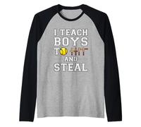I Teach Boys to Hit and Steal | Cadeaux de Softball Manche Raglan