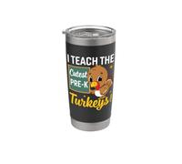 I Teach The Cutest Pre-k Turkeys Thanksgiving Thankful Gobelet isotherme en acier inoxydable double paroi